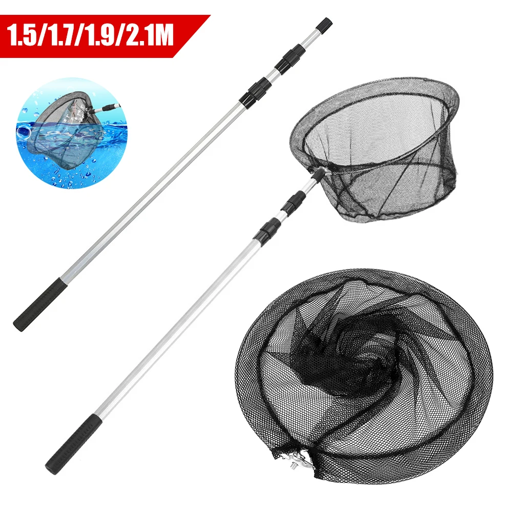 Купи Fishing Landing Net 1.5/1.7/1.9/ 2.1M Extendable Aluminum Alloy Rod Fishing Net Folding Pole Net Pole Trap for Kayak Fly Fish за 421 рублей в магазине AliExpress