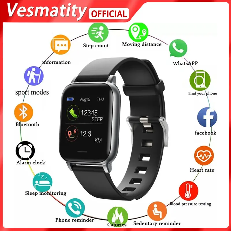 

Suitable for Apple Xiaomi Huawei S50 Smart Watch Touch Screen Multi-function Sleep Fitness Body Temperature Bluetooth Watch