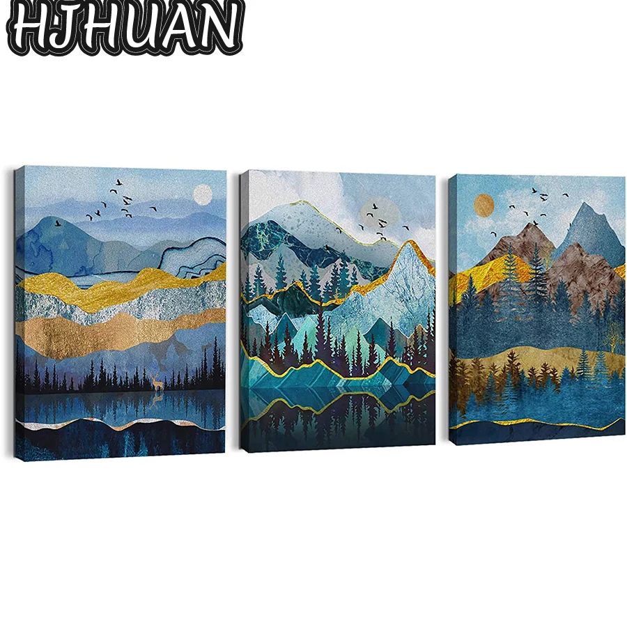 

3pcs Nordic light luxury decoration scenery Diamond Painting Cross Stitch Diamond Embroidery New Handicrafts Home Decor gift