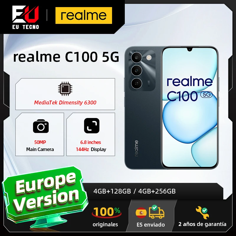 EU Version realme C100 5G 144Hz 6.8 inches Display 6600mAh Battery 45W Fast Charge IP64 Ultra VC Cooling System