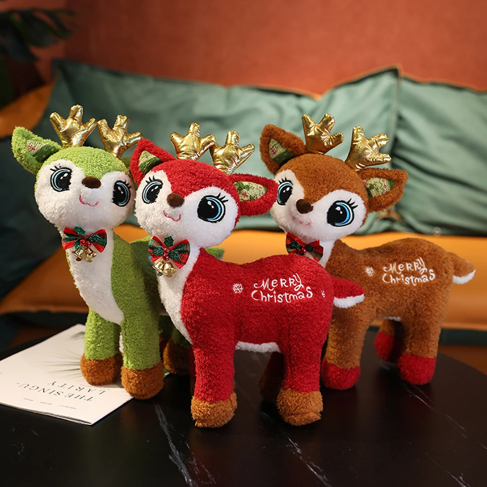 

New 35cm/13.78in Christmas Deer Doll Plush Toy Elk Bell Doll Children's Day Christmas Eve Doll Christmas Gift