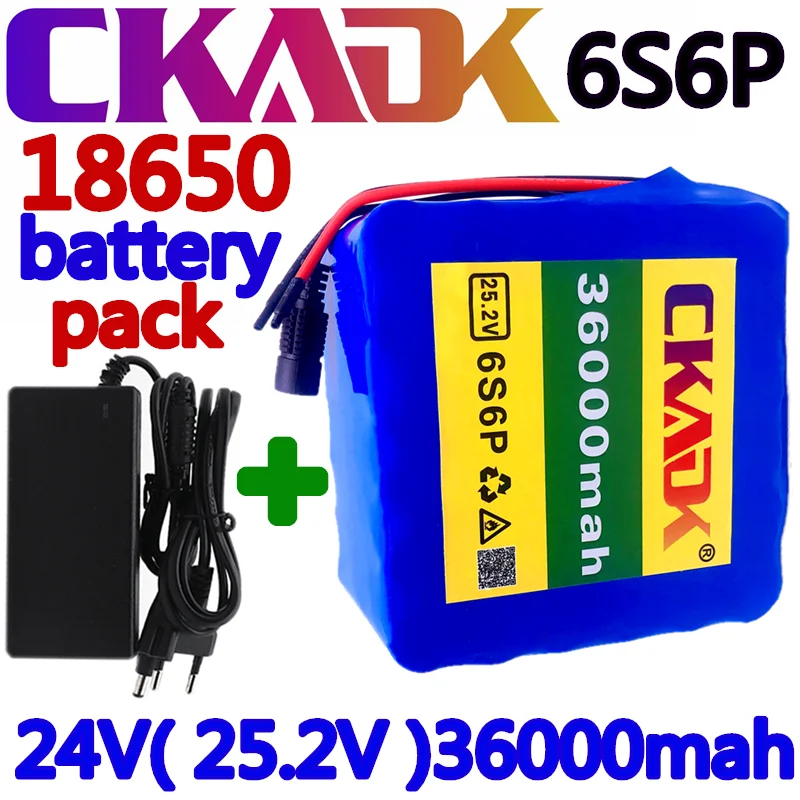 

24v 36ah 6S6P lithium battery 25.2V 36000mAh li-ion battery for bicycle battery pack 350w e bike 250w motor + 2A charger
