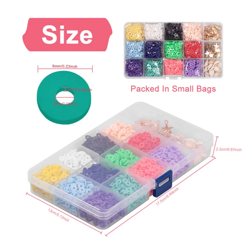 15 Grids PU Tube Soft Clay Tassel Bracelet Combination Kits for Jewelry Making Accessories DIY Necklaces Bracelets Supplies