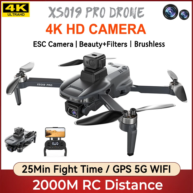 

Новинка XS019 Pro GPS бесщеточный Радиоуправляемый Дрон 4k EIS камера воздушный, БПЛА 540 ° лазерный обход препятствий складной Квадрокоптер Дрон игрушки подарок