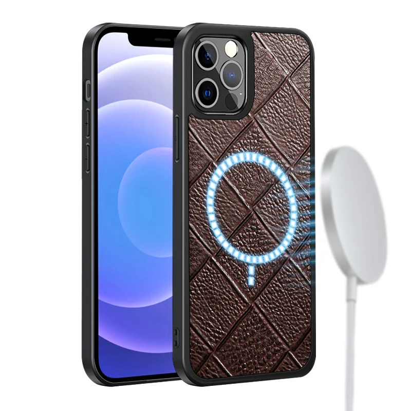 

Чехол для телефона из натуральной коровьей кожи для iPhone 12 Pro Max 12 Mini 12Pro Max 360 полный защитный чехол магнитный беспроводной зарядный чехол