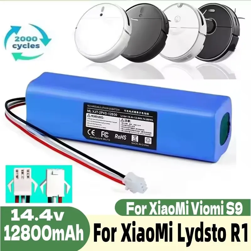 Фото Перезаряжаемая батарея 14,4 В 12800 мАч для XiaoMi Lydsto R1, Viomi S9, Proscenic M7 Pro, Lenovo LR1, сменный литий-ионный аккумулятор №1