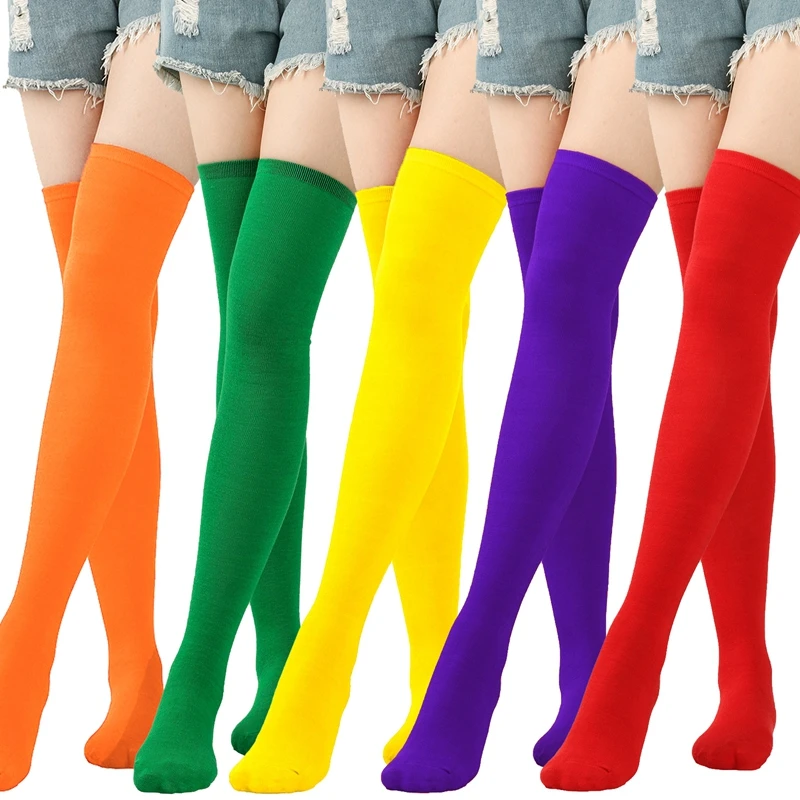 Over The Knee Socks For Ladies Candy Color Long Socks Cotton Stockings Knitted Warm Socks