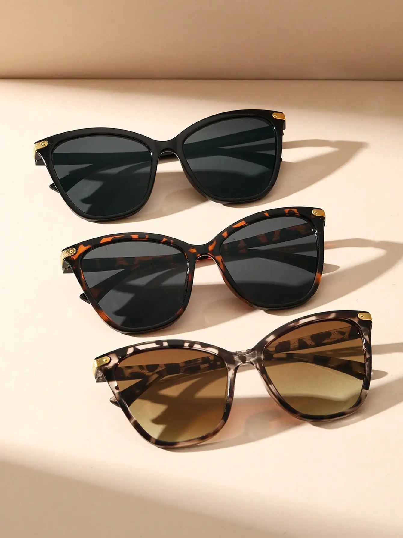 3 Комплекта Солнцезащитных Очков Унисекс кошачий Глаз В Модной Пластиковой