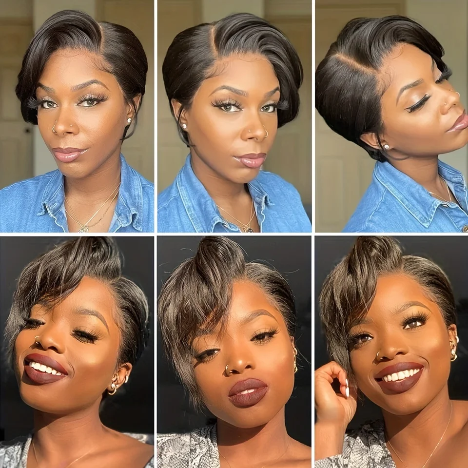 Короткие прямые парики из натуральных волос бразильские волосы Remy на Шнувеке для