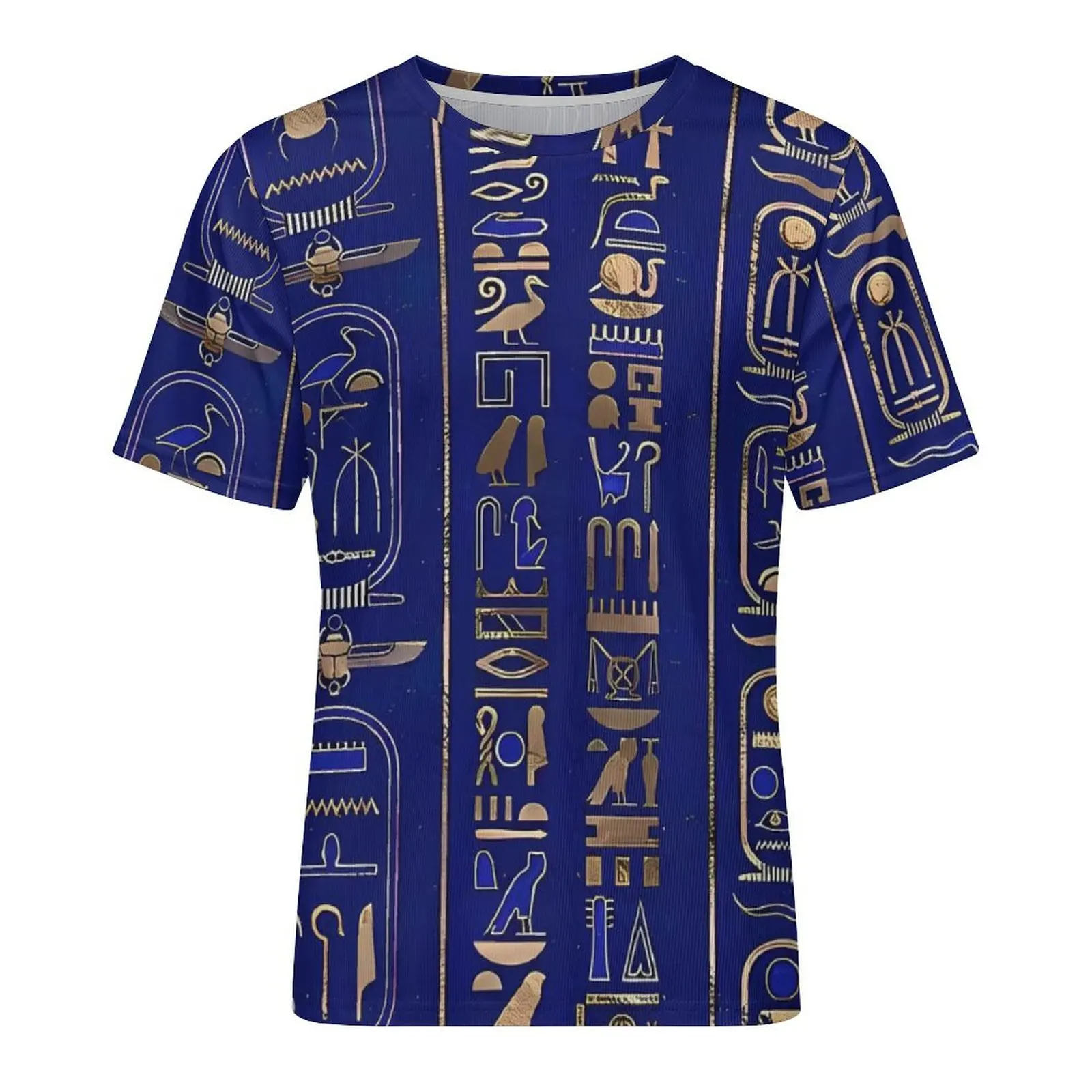 Золотая футболка с иероглифами древнего египетского искусства футболки в стиле