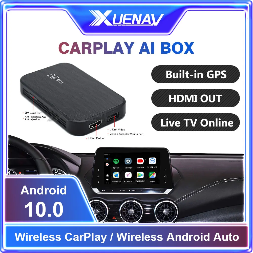 

Carplay Ai Box беспроводной CarPlay Android авто для Audi Benz Mazda Android мультимедийный плеер HDMI OUT Plug And Play Youtube Netfix