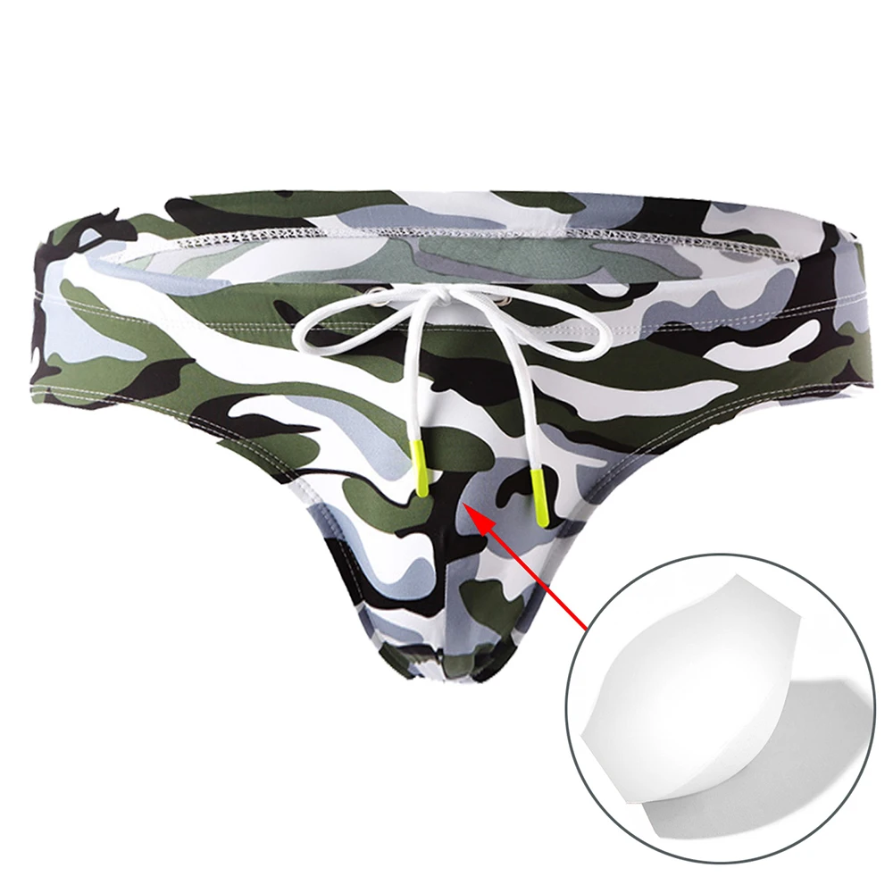 

Mens Swimming Trunks Big Pouch-Cup Swim Briefs Bikini Surf Boxer Swimwear Floral Strip Pattern Sexy Surf Boxershorts Briefs Men