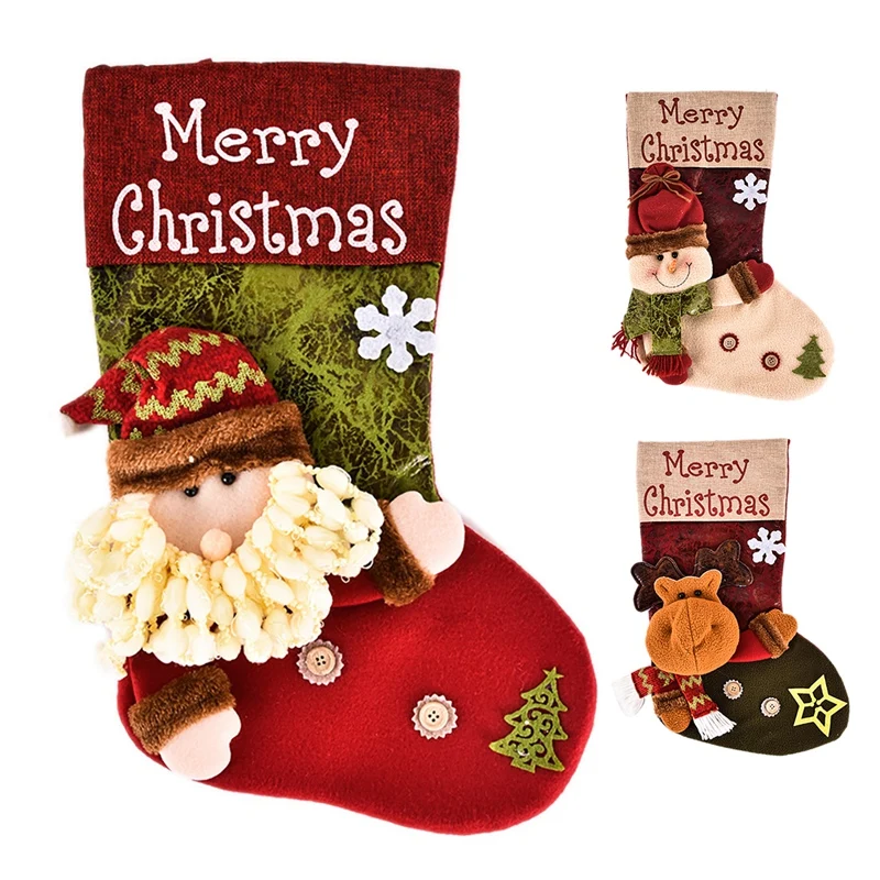 

Christmas Stocking Candy Gift Bag For Home New Year Fireplace Christmas Tree Decoration