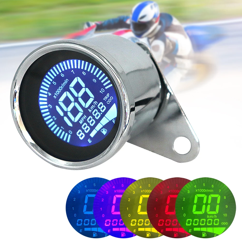 

12V Universal Multi-function Motorcyle Instrument Display Oil Level Meter LCD Gauge Tachometer Motorcycle Digital Speedometer