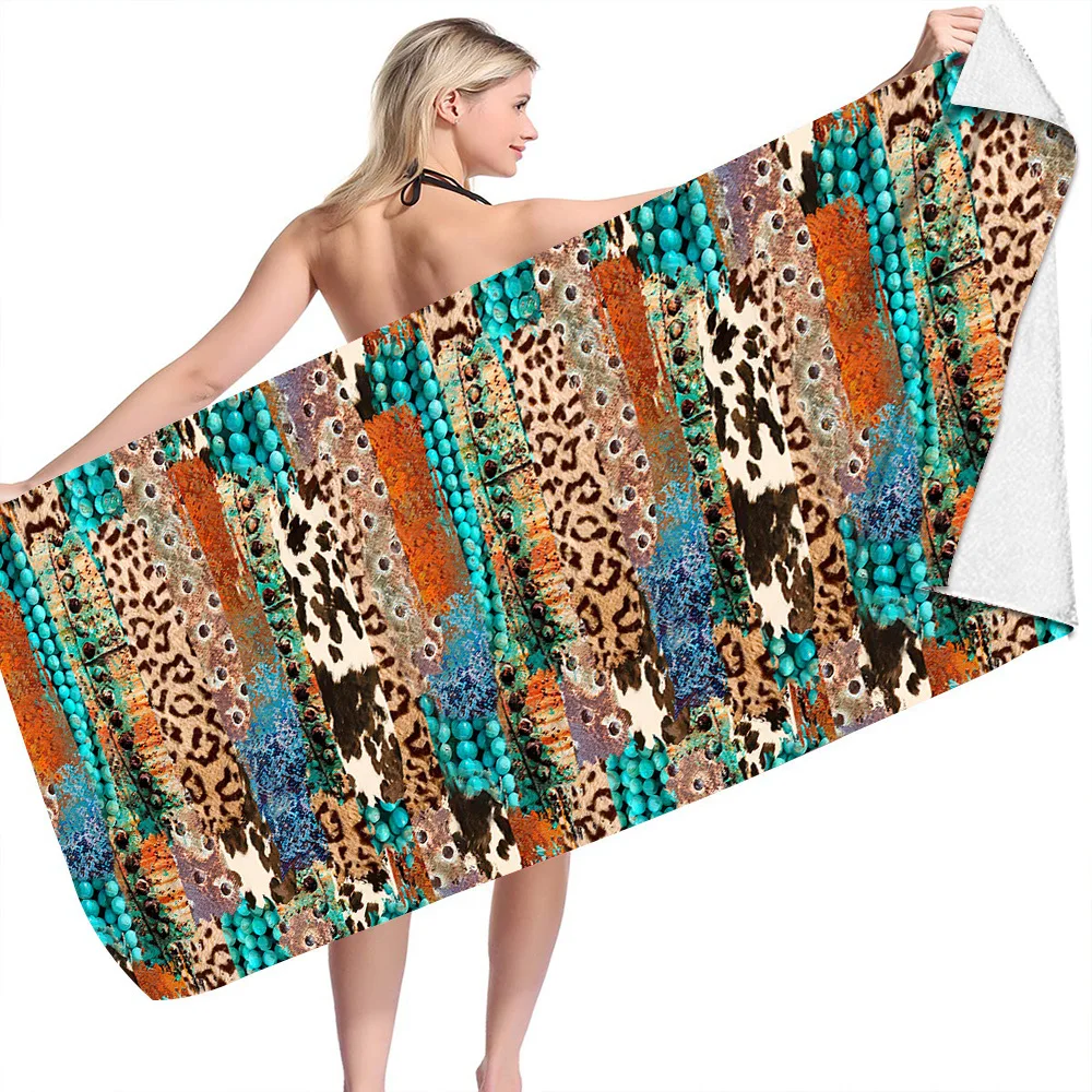 

Western Style Print Plants No Sand Free Quick Dry Beach Towel Surf Poncho Bath Summer Swimming Fitness Yoga Towel Women Men Gift