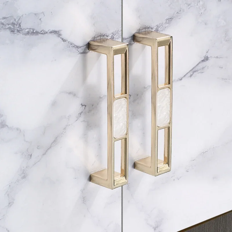 Цинковые ручки для шкафа Aolly простой стиль мраморная ракушка ручка с узором ящика