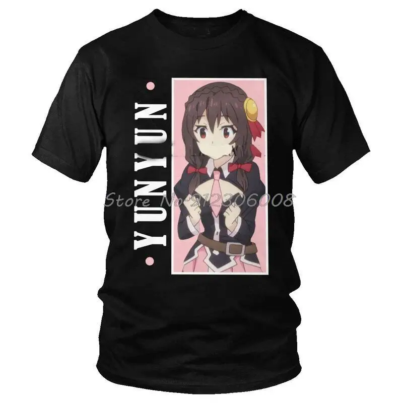 

KonoSuba Yunyun T-shirt Men Fashion T Shirt Short Sleeve Kono Subarashii Sekai ni Shukufuku o Tshirts Cotton Tee Top anime