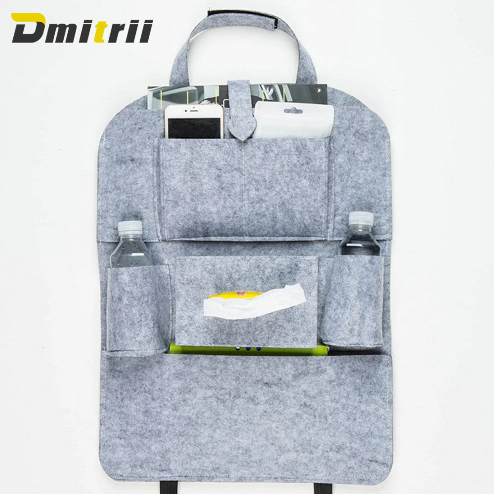 

Universal Car Back Seat Storage Bag Stowing Tidying Hanging Seat Back Holder Elastic Felt Storage Bag 6 Pockets Auto Accessorie
