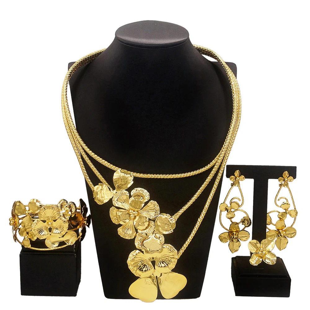 Ylaili новые милые Позолоченные ювелирные изделия набор из четырех частей латунные