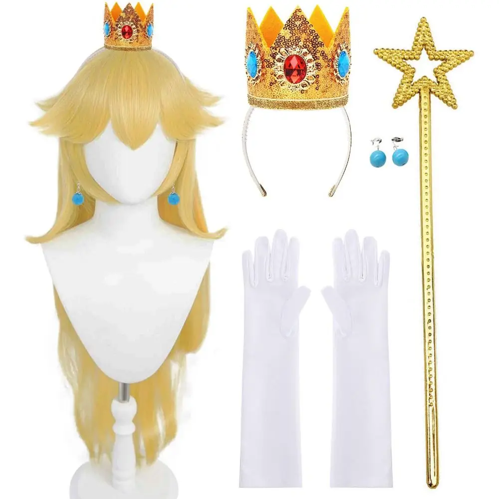 

Желтая принцесса аксессуары для одежды Новинка длинный волнистый парик принцессы Золотой косплей костюм комплект для девочек