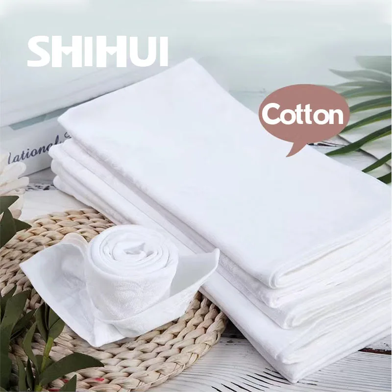 Hotel 100% Cotton Thick White Dinner Table Plates Handkerchief Cloth Fabric Napkin 48x48cm For Banquet Wedding Party Event Decor