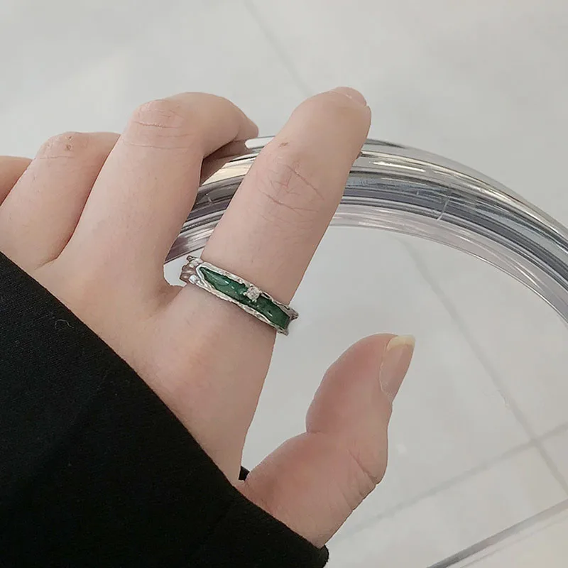 

Ventfille 925 Stamp Silver Color Green Zircon Ring For Women Girl Lava Irregular Jewelry Birthday Gift Wholesale Dropshipping