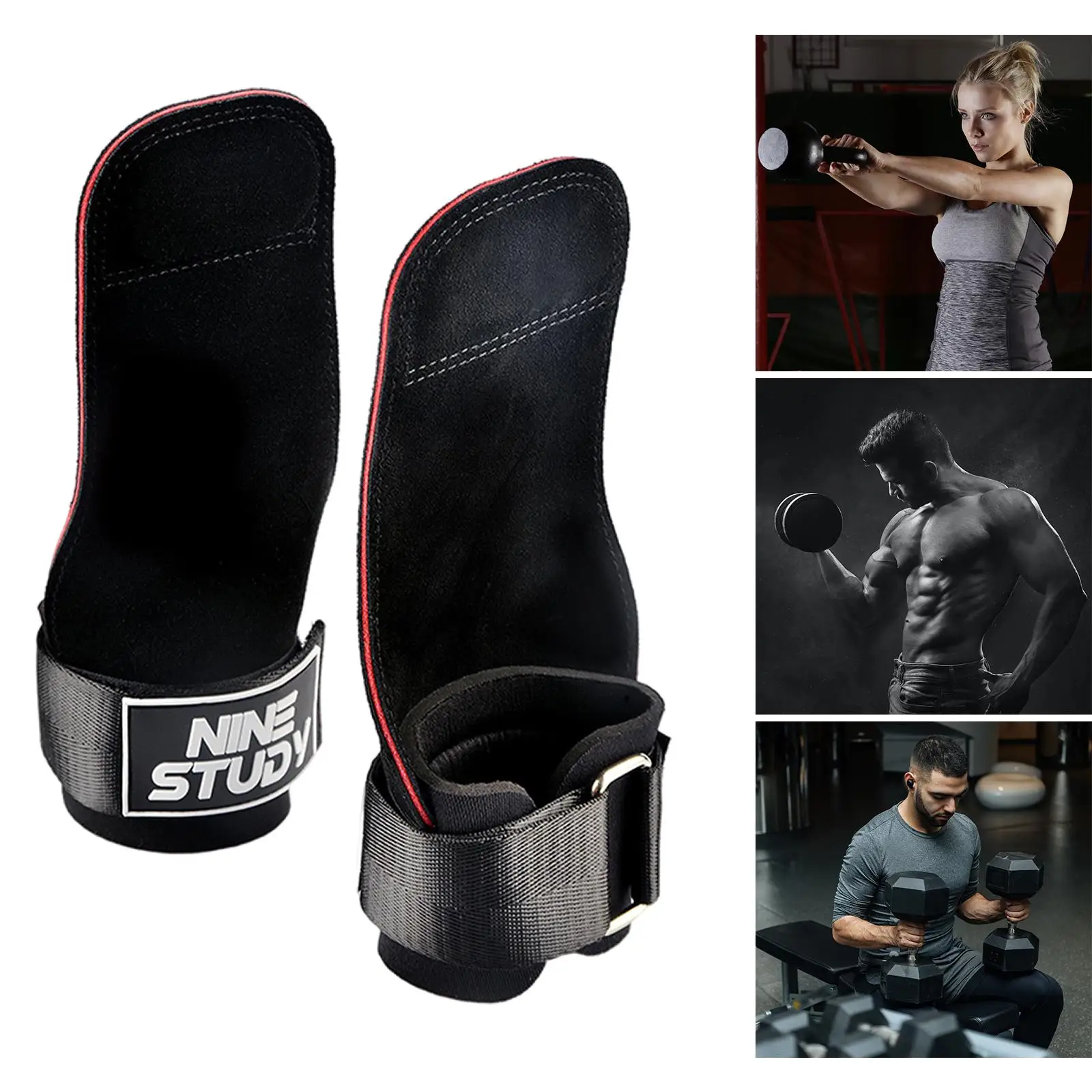 

Weight Lifting Hooks Grip Gloves Pull up Power Wrist Straps for Strength Training Weightlifting Gym Powerlifting Bodybuilding