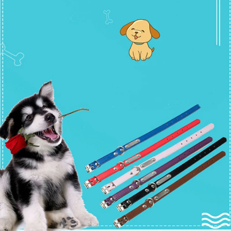 

10 шт. оптовая продажа, высококачественный ошейник из нержавеющей стали, искусственная кожа, ошейник для домашних животных, антипотеря, инди...