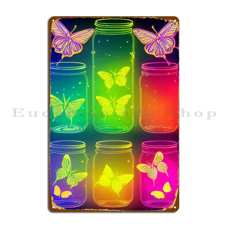 

Butterfly Jars Metal Signs Rusty Living Room Kitchen Plaques Tin Sign Poster
