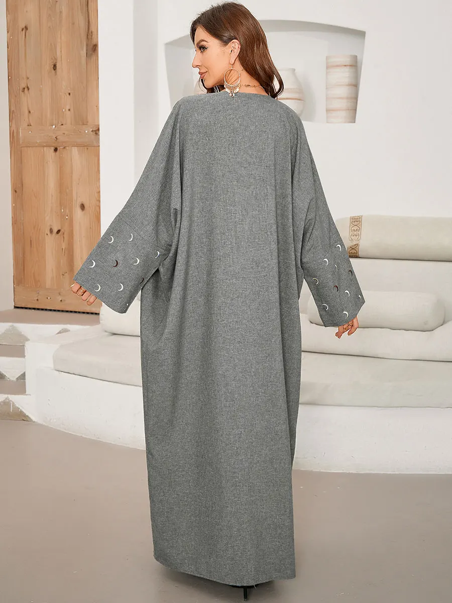 Модные вышитые однотонные Абайи Moon для мусульманской женщины кафтан платье