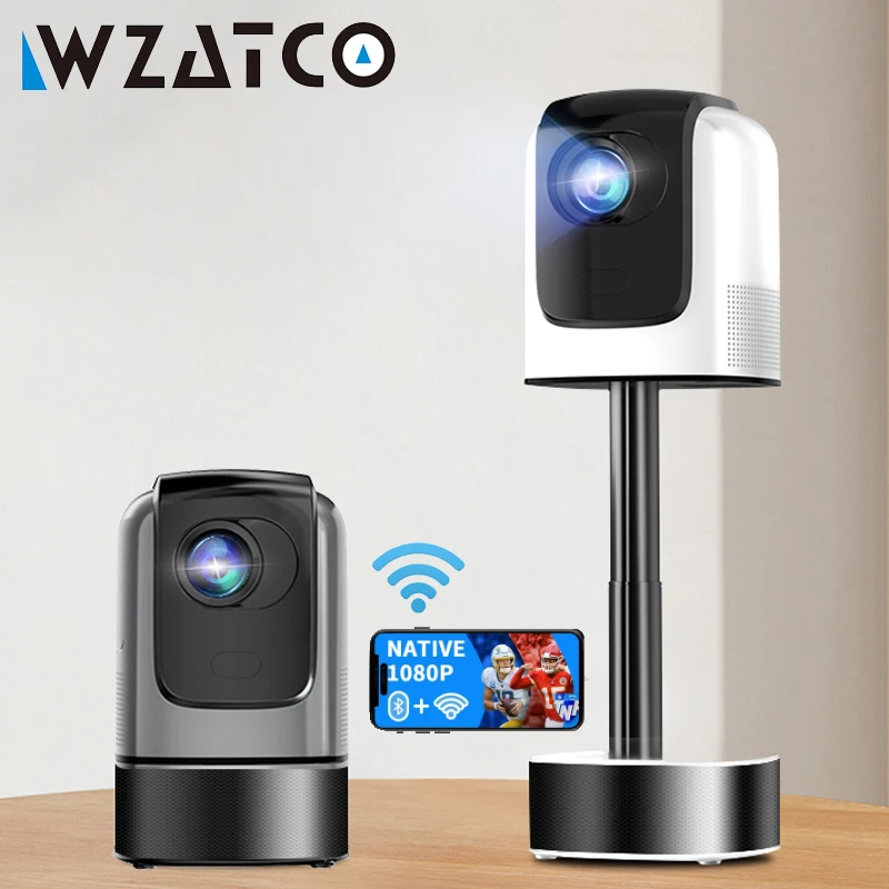 WZATCO A3 Smart Portable LCD LED Folding Projector Auto Keystone Android WiFi Bluetooth Video Movie Proyectors 1920*1080P 4K
