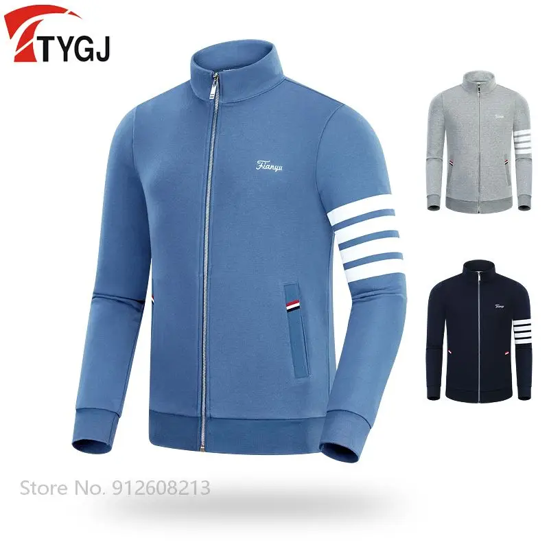 

Мужская повседневная куртка для гольфа TTYGJ, Мужская ветровка с длинным рукавом для гольфа, теплое пальто в полоску, ветрозащитная куртка на ...