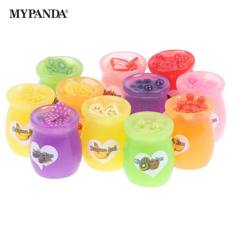 

2pcs/set Cute Simulation Food Fruit Jam Bottle Play Mini Food For Dollhouse Kitchen Toys Dollhouse Miniature