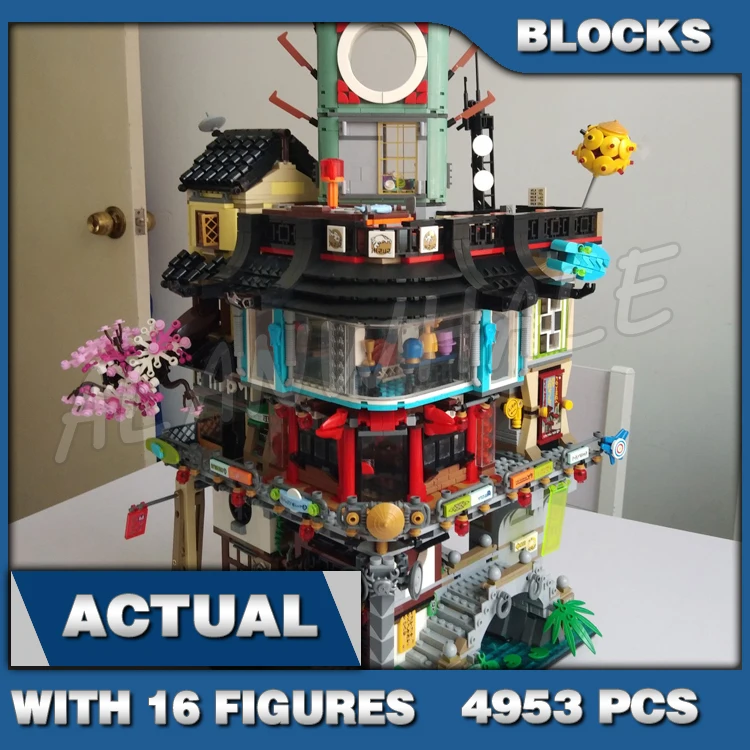 

4953pcs Shinobi City Modular Street Sliding Elevator Fish Market Store Tower 10727 Building Blocks Toys Compatible with Model