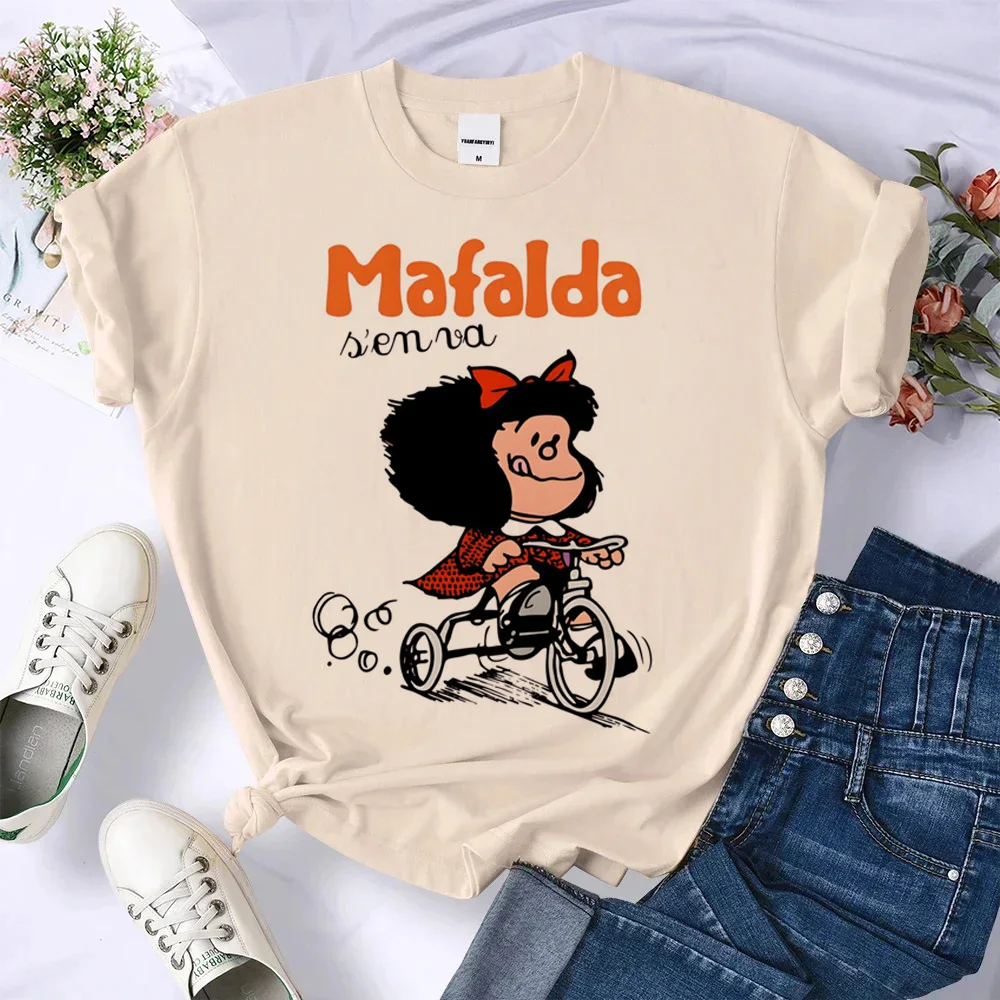 Футболка Mafalda женская топ с принтом манга одежда в стиле Харадзюку на лето