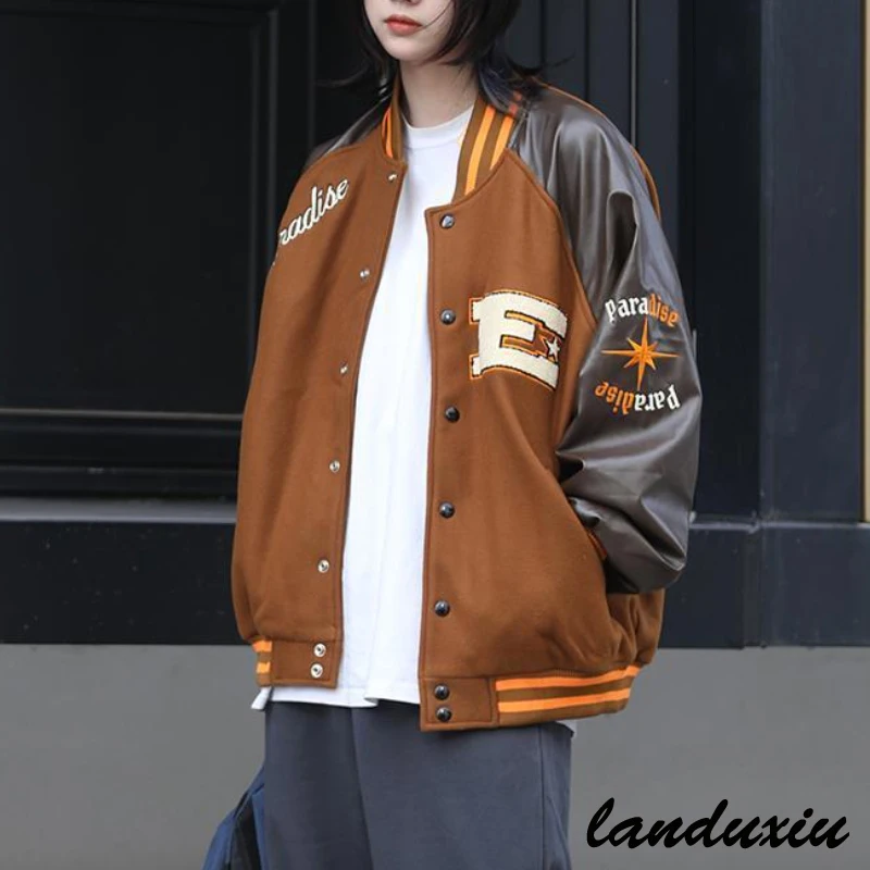 

Новинка весна-осень 2022, бейсбольная форма, универсальная куртка в стиле колледжа, свободная куртка в стиле ретро, женская повседневная курт...