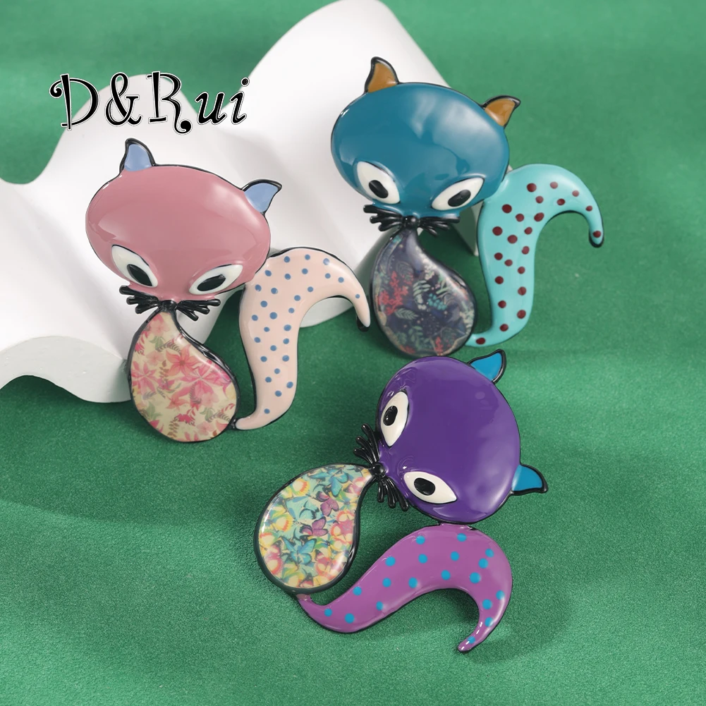 Женские эмалированные Броши D &amp Rui с лисой милым мультяшным рисунком для женщин