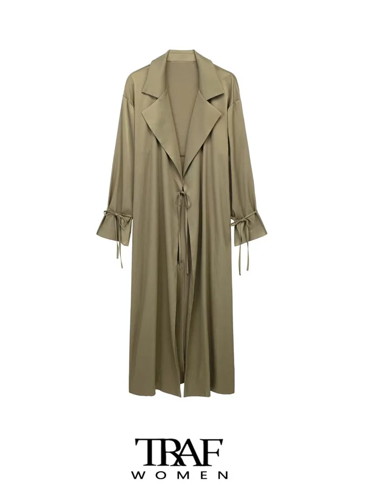 

Тренчкот женский с воротником с отложным воротником и длинным рукавом