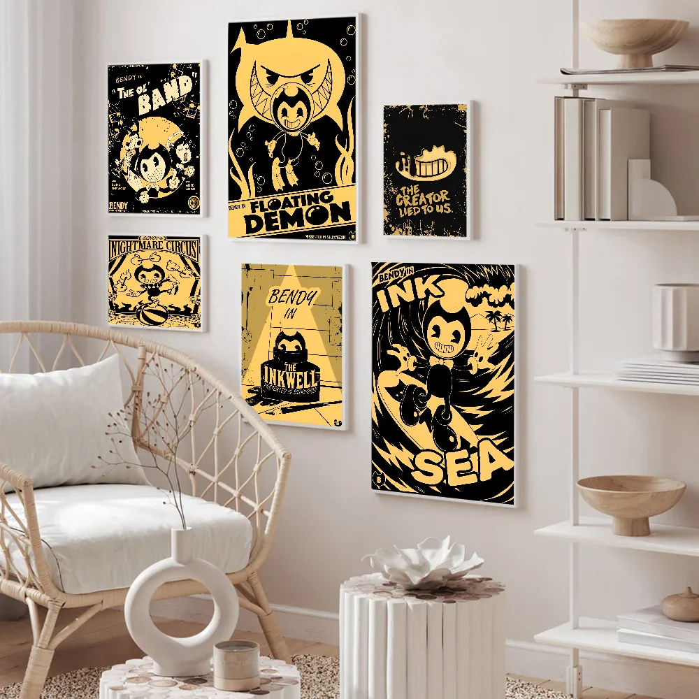 B-Bendy A-And The L-Ink M-Machine самоклеящийся художественный постер белая бумага принты