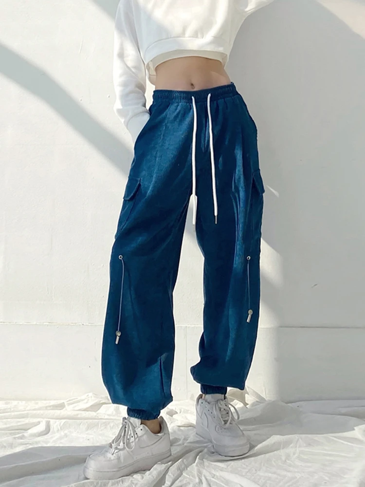 

Spring Autumn Womens Pant Straight Pants Elastic Waist Casual Pants Women Loose Trousers Lady