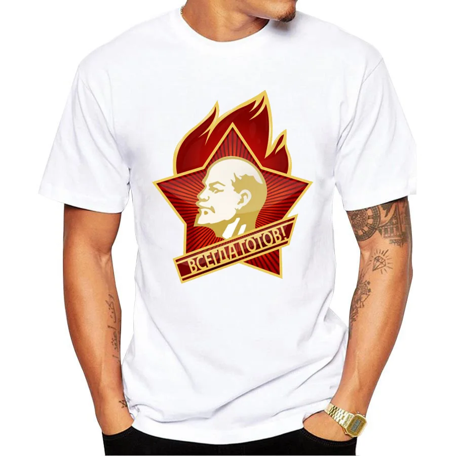 

Soviet Union Always Ready Lenin Cccp Ussr Short Sleeve T-shirt Top Lycra Men T Shirt New Diy Style Streetwear