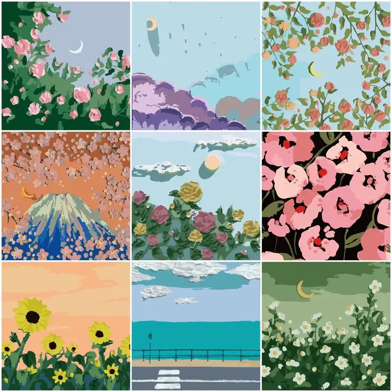 

Картина по номерам на холсте, с цветами