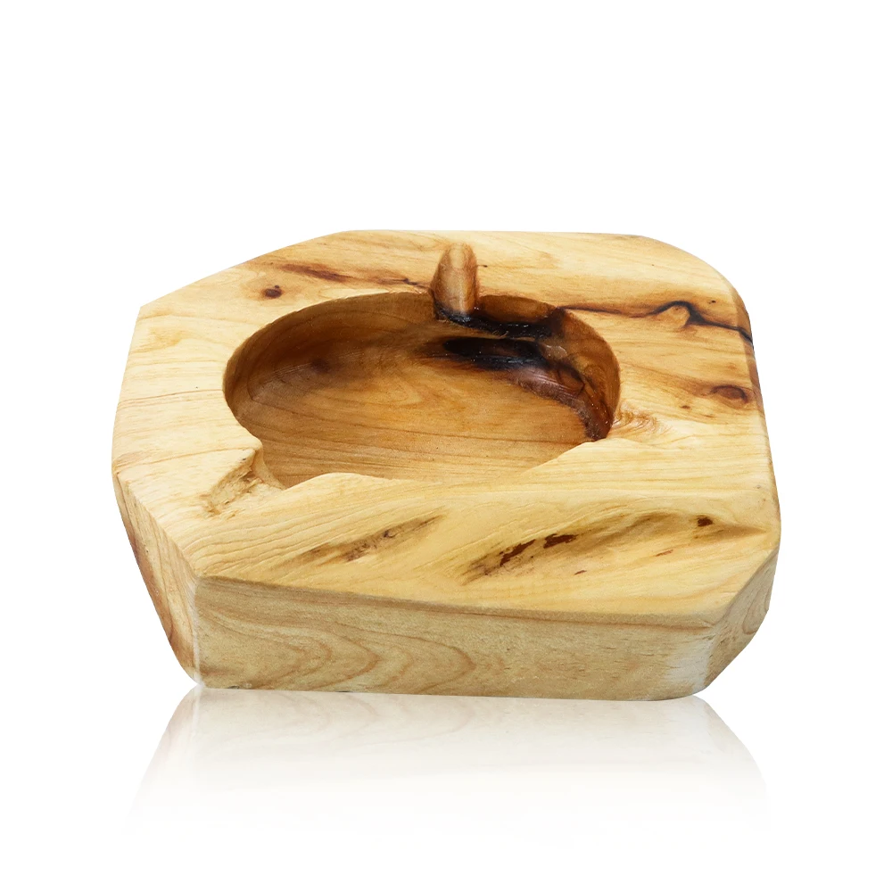 

New Design Wood Tobacco Ashtray Irregular shape Solid Irregular Round Smoking Cigar Case Ashtray Portable Ashtray Storage Tray