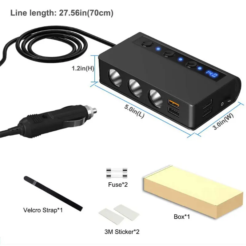 

QC 3.0 Car Charger USB Cigarette Lighter Mobile Phone Charger in Car Automobiles 4 Ports Fast Charging Adapter For Phone Laptop