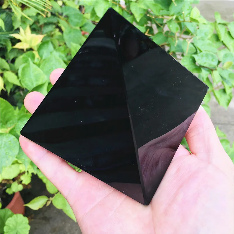 

4-10cm Black Obsidian Healing Pyramid Natural Mineral Triangled Crystal Point wholesale