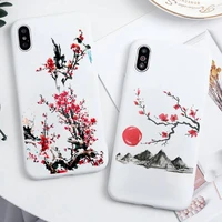 plum blossom flower red floral art phone case candy color for iphone 6 7 8 11 12 13 s mini pro x xs xr max plus