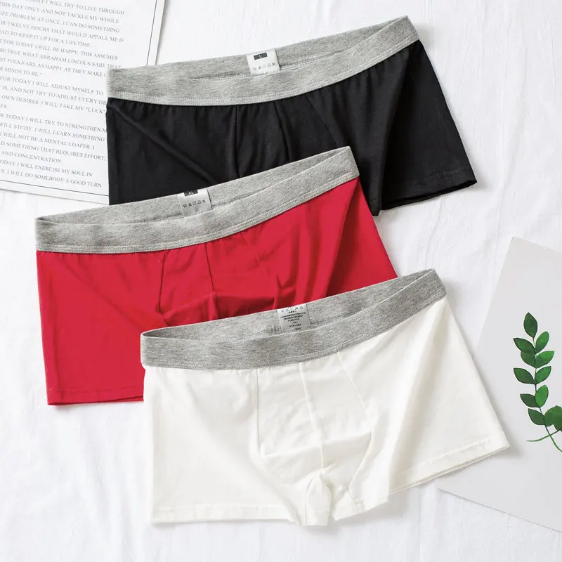 Мужские модные плавки молодежные хлопковые дышащие шорты-боксеры высокой