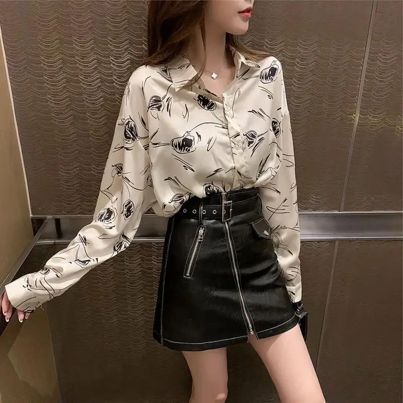 Шифоновая рубашка женская новая свободная с длинными рукавами в Интернете