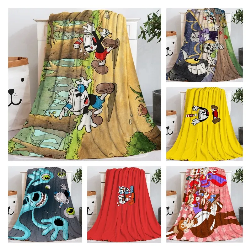

Cuphead banket Spring Summer Anime Warm Fluffy Soft Throw Blanket for Travel Bedding Decorative Sofa Children Gifts Plaid