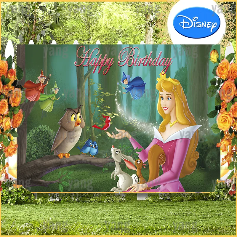 Outdoor Forest Disney Baby Birthday Shower Sleeping Beauty Aurora Background  Banner Party Romantic Wedding Supplies Backdrop